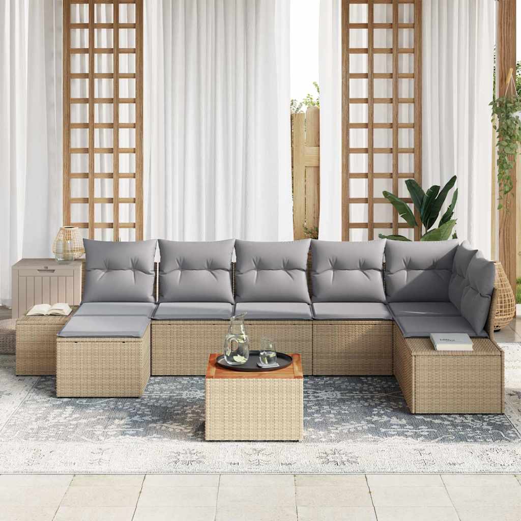 Set Divano da Giardino 8 pcs beige e grigio chiaro | homemem39