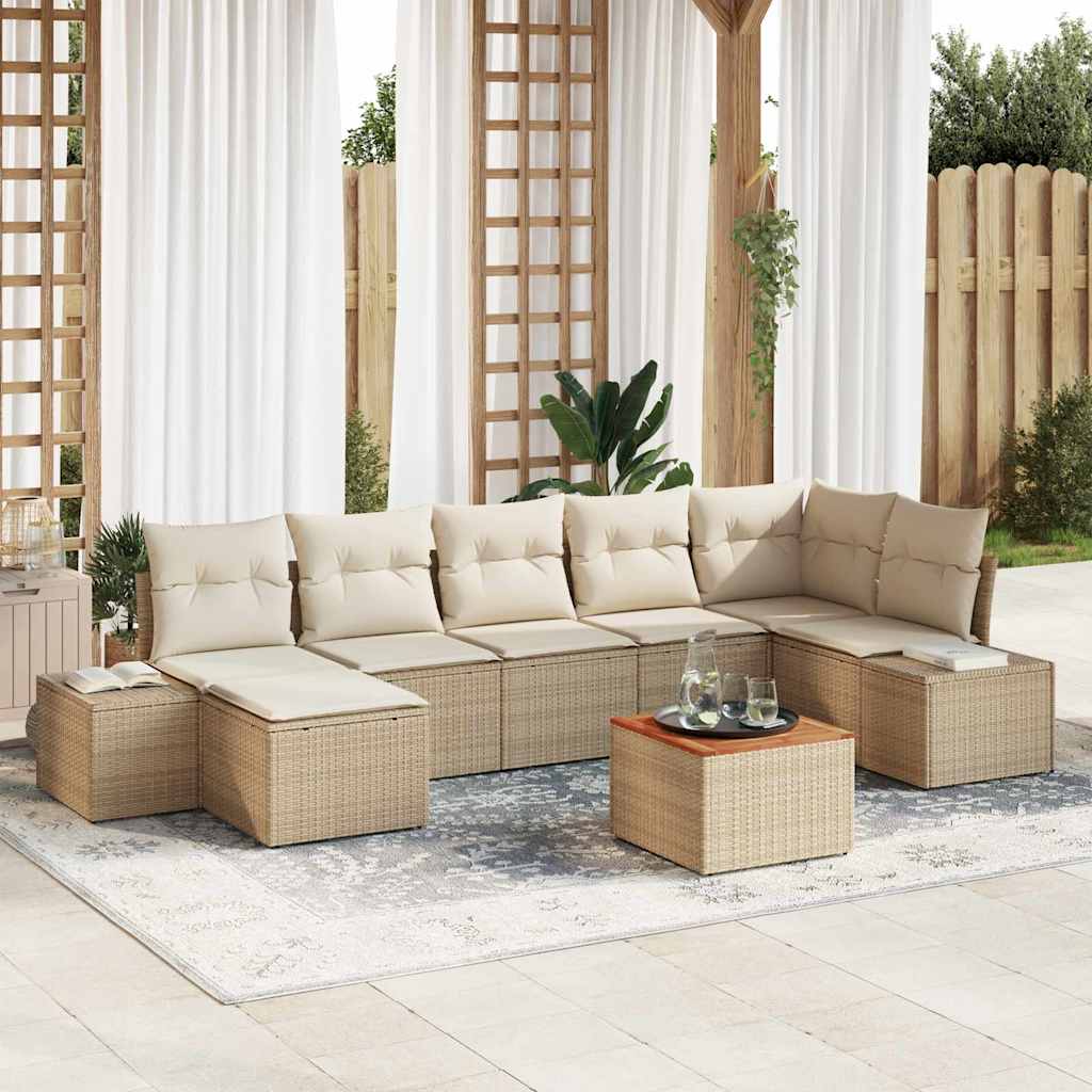 Set Divano da Giardino 8 pcs Beige e bianco | homemem39