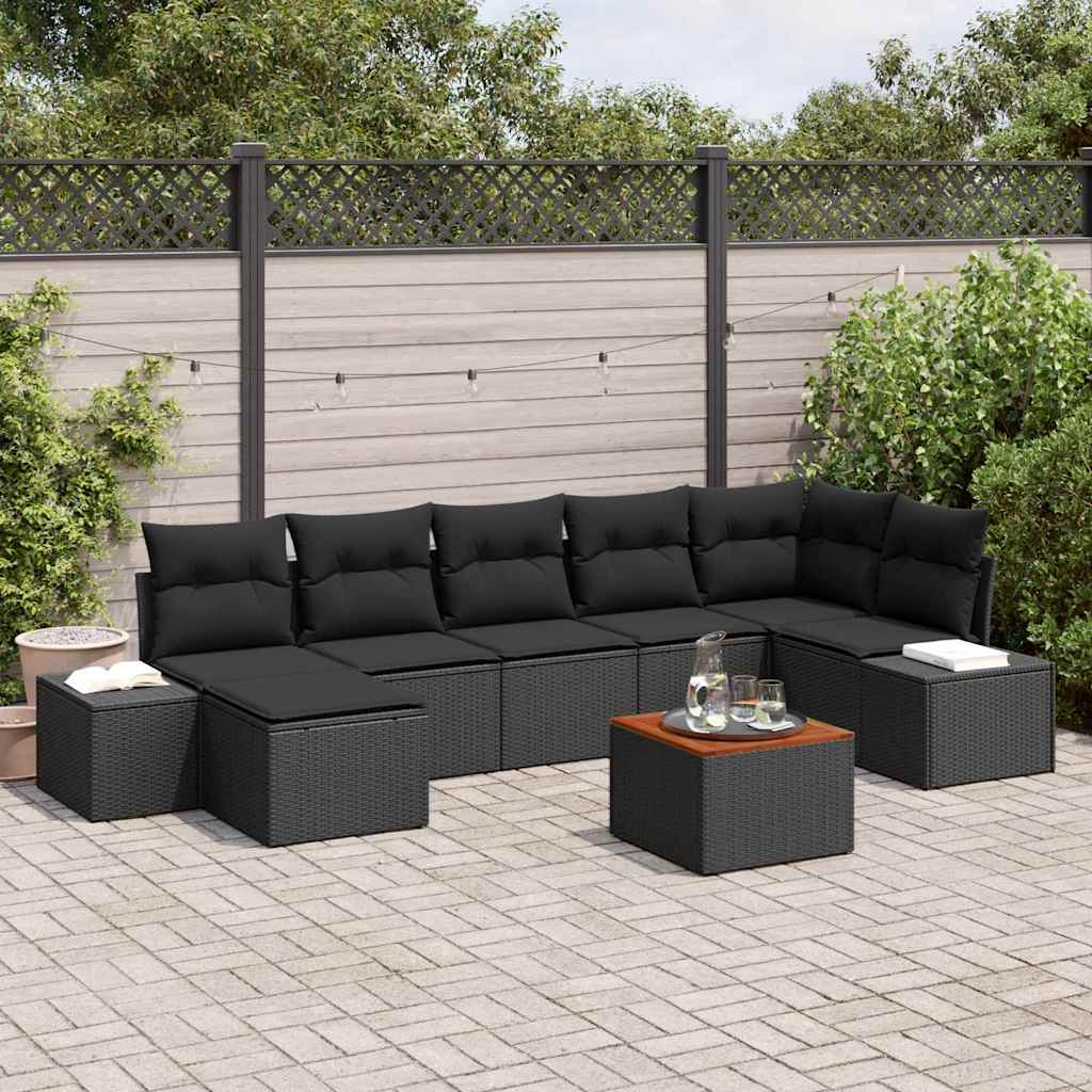 Set Divano da Giardino 8 pcs Nero | homemem39