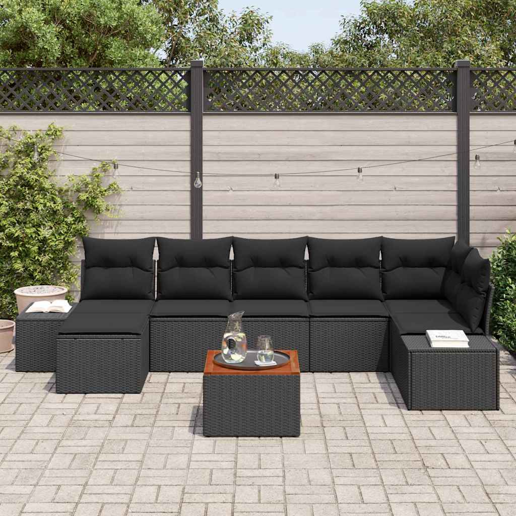 Set Divano da Giardino 8 pcs Nero | homemem39