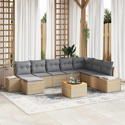 Set Divano da Giardino 9 pcs beige e grigio chiaro