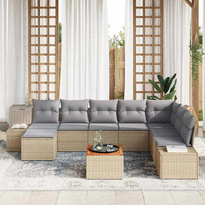 Set Divano da Giardino 9 pcs beige e grigio chiaro