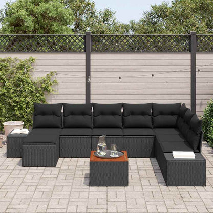 Set Divano da Giardino 9 pcs Nero