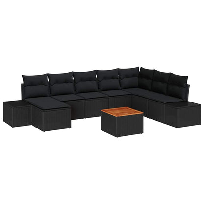 Set Divano da Giardino 9 pcs Nero | homemem39