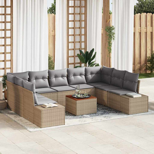Set Divano da Giardino 10 pcs beige e grigio chiaro - homemem39