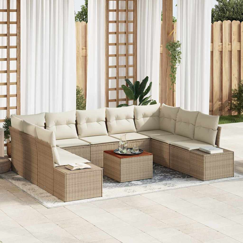 Set Divano da Giardino 10 pcs Beige e bianco - homemem39