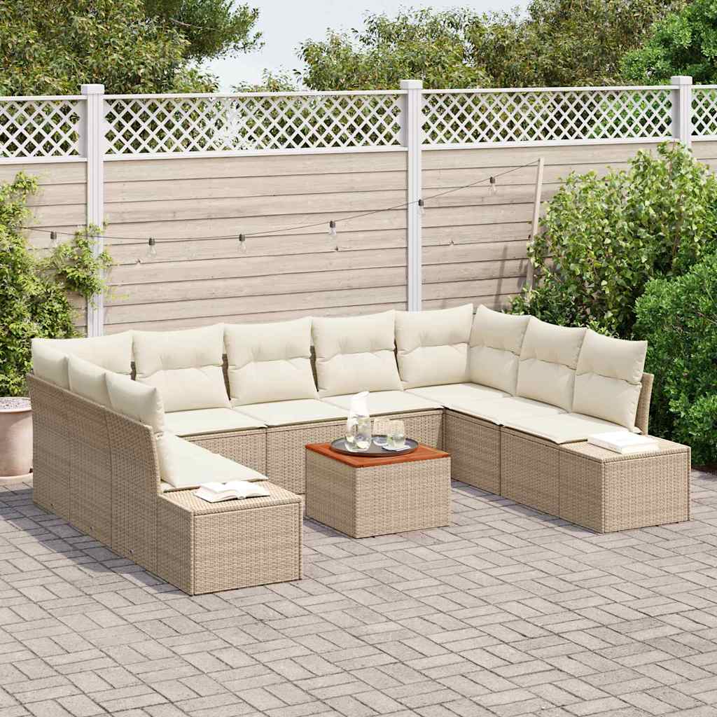 Set Divano da Giardino 10 pcs Beige e bianco - homemem39
