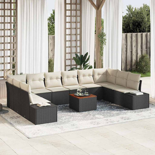 Set Divano da Giardino 11 pcs Nero e bianco - homemem39