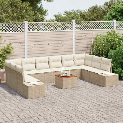 Set Divano da Giardino con archiviazione 11 pcs Beige e bianco