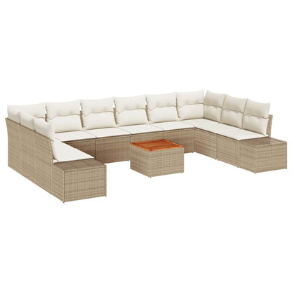 Set Divano da Giardino con archiviazione 11 pcs Beige e bianco | homemem39