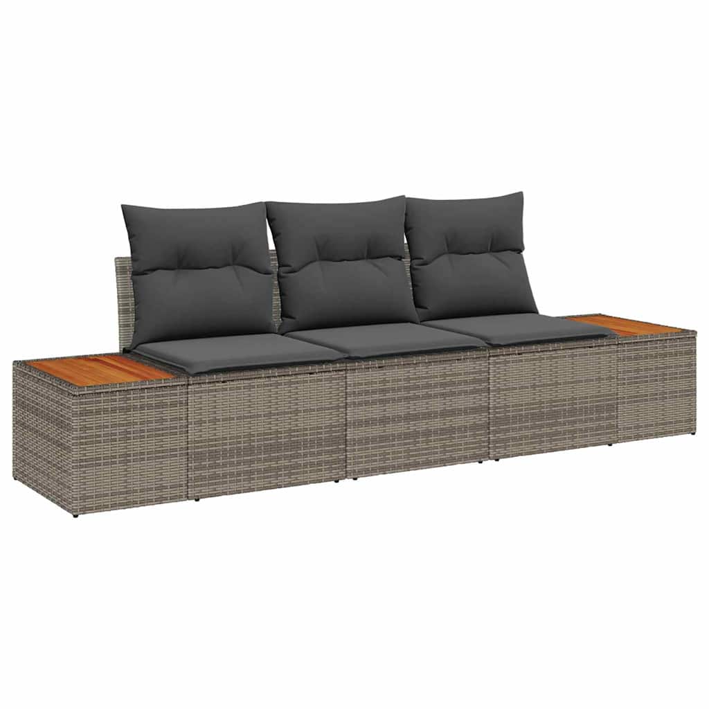 Set Divano da Giardino 3 pcs Grigio Poly Rattan | homemem39