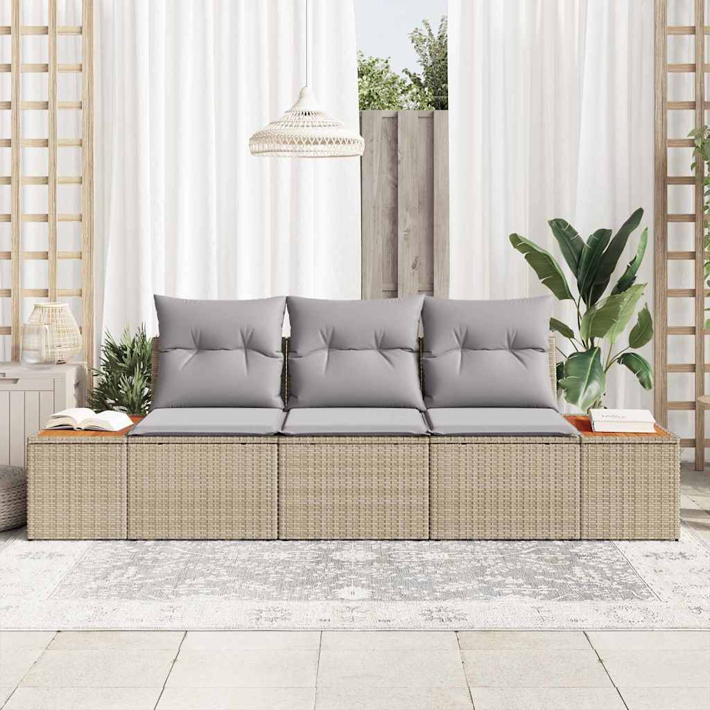 Set Divano da Giardino 3 pcs beige e grigio chiaro Poly Rattan | homemem39