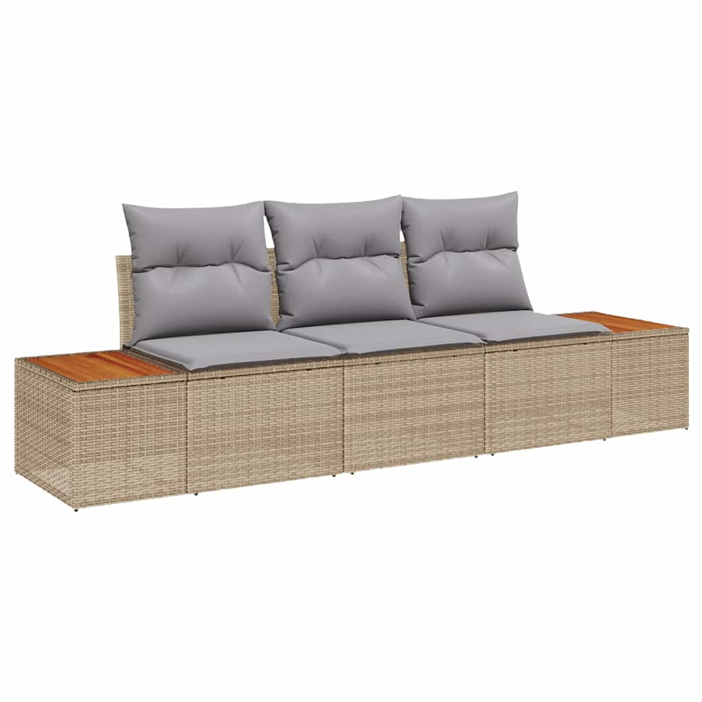 Set Divano da Giardino 3 pcs beige e grigio chiaro Poly Rattan | homemem39