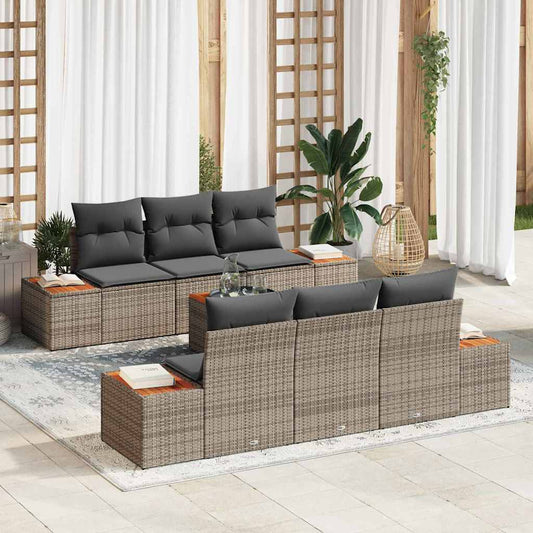 Set Divano da Giardino con cuscino 7 pcs Grigio Poly Rattan - homemem39