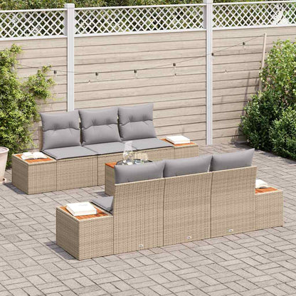 Set Divano da Giardino con cuscino 7 pcs Beige Poly Rattan - homemem39