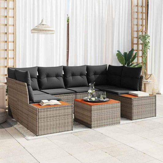 Set Divano da Giardino con cuscino 6 pcs Grigio Poly Rattan