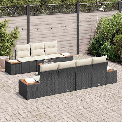 Set Divano da Giardino con cuscino 8 pcs Nero Poly Rattan - homemem39