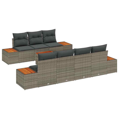 Set Divano da Giardino con cuscino 8 pcs Grigio Poly Rattan | homemem39