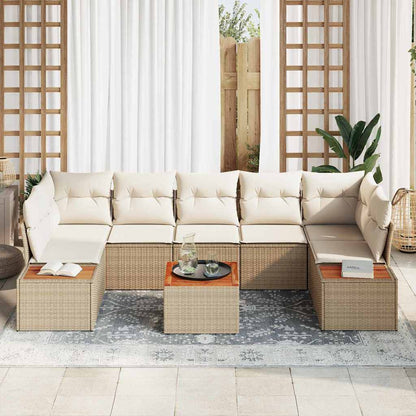 Set Divano da Giardino con cuscino 8 pcs Beige Poly Rattan | homemem39
