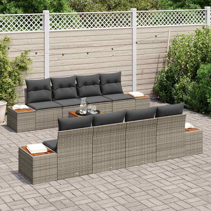 Set Divano da Giardino 9 pcs Grigio Poly Rattan | homemem39