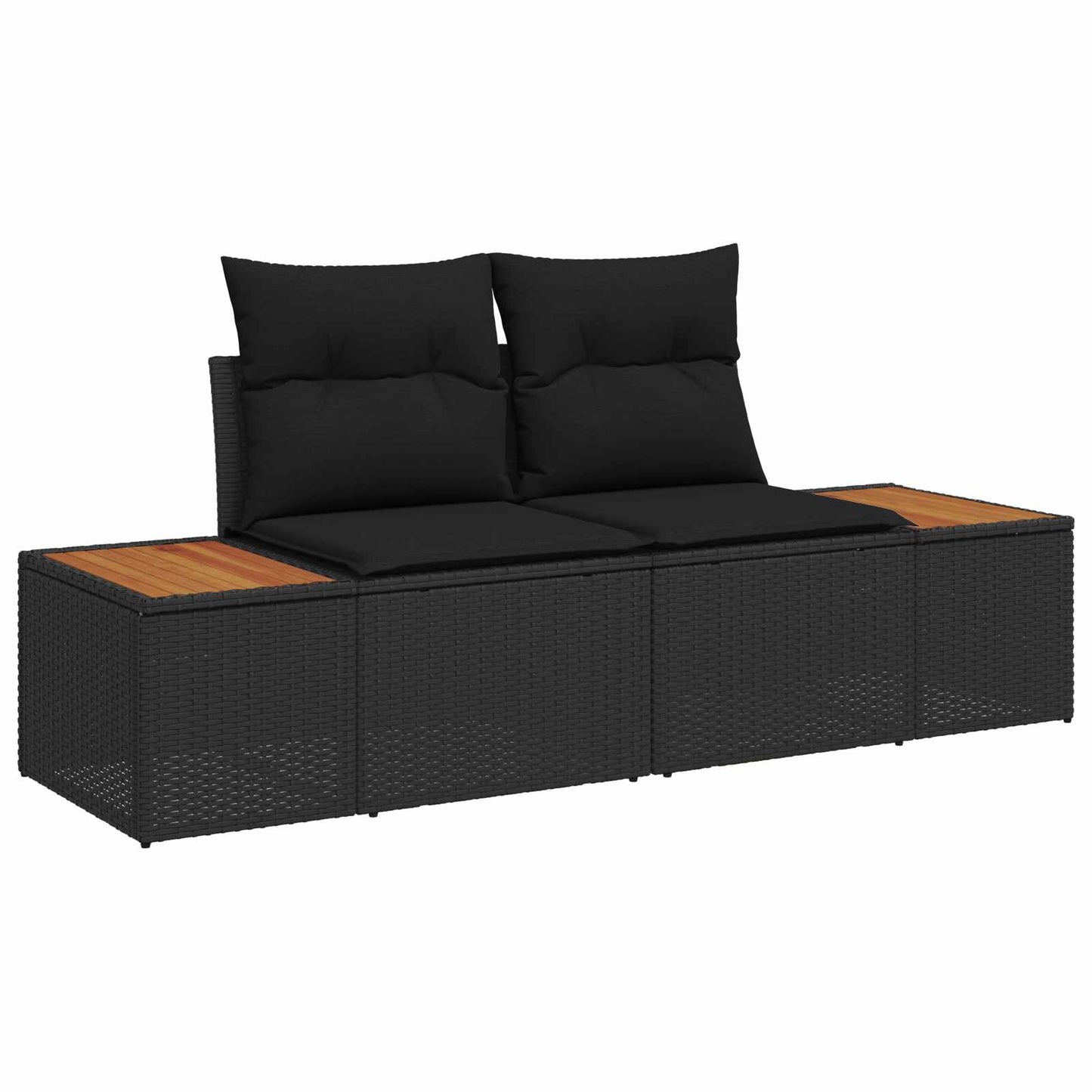 Set Divano da Giardino con cuscino 9 pcs Nero Poly Rattan | homemem39