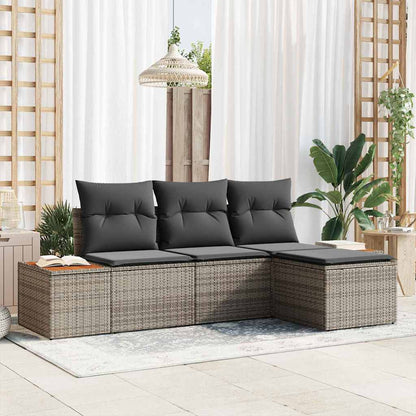 Set Divano da Giardino 4 pcs Grigio Rattan in Polipropilene | homemem39
