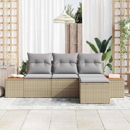 Set Divano da Giardino con cuscino 4 pcs Beige e Grigio Chiaro | homemem39
