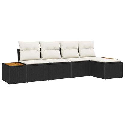 Set Divano da Giardino 6 pcs Nero e Crema Polyrattan | homemem39