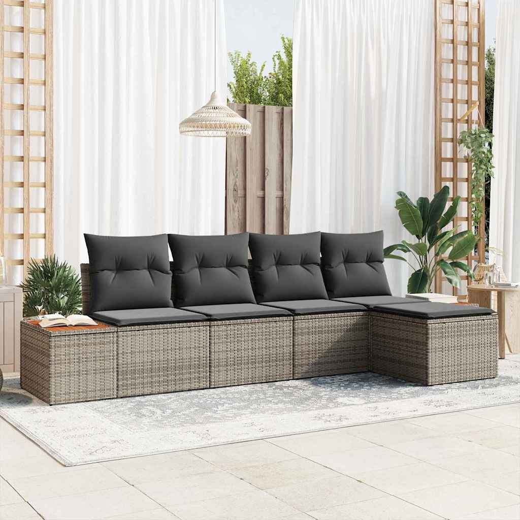 Set Divano da Giardino con cuscino 6 pcs Grigio Polyrattan | homemem39