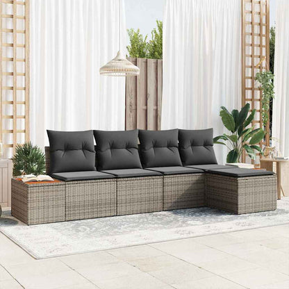 Set Divano da Giardino con cuscino 6 pcs Grigio Polyrattan | homemem39