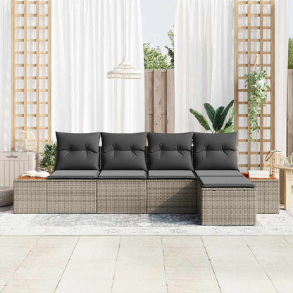 Set Divano da Giardino con cuscino 6 pcs Grigio Polyrattan | homemem39