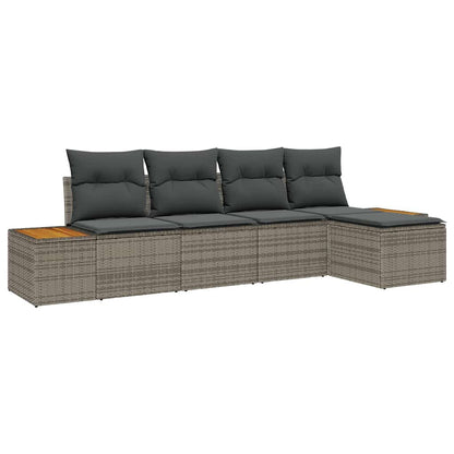 Set Divano da Giardino con cuscino 6 pcs Grigio Polyrattan | homemem39