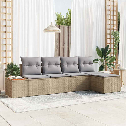 Set Divano da Giardino 6 pcs Beige e Grigio Chiaro Polyrattan | homemem39