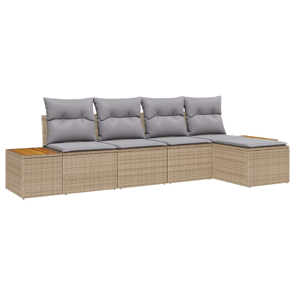 Set Divano da Giardino 6 pcs Beige e Grigio Chiaro Polyrattan | homemem39