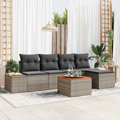 Set Divano da Giardino con cuscino 6 pcs Grigio Polyrattan | homemem39