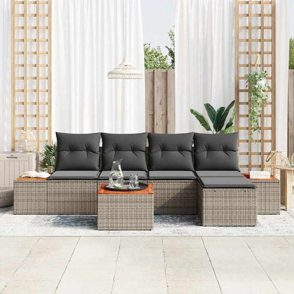Set Divano da Giardino con cuscino 6 pcs Grigio Polyrattan | homemem39
