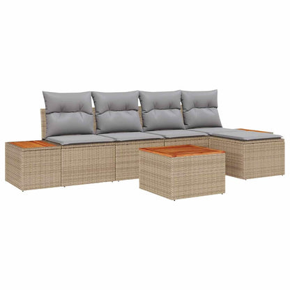 Set Divano da Giardino 6 pcs Beige e Grigio Chiaro Polyrattan | homemem39