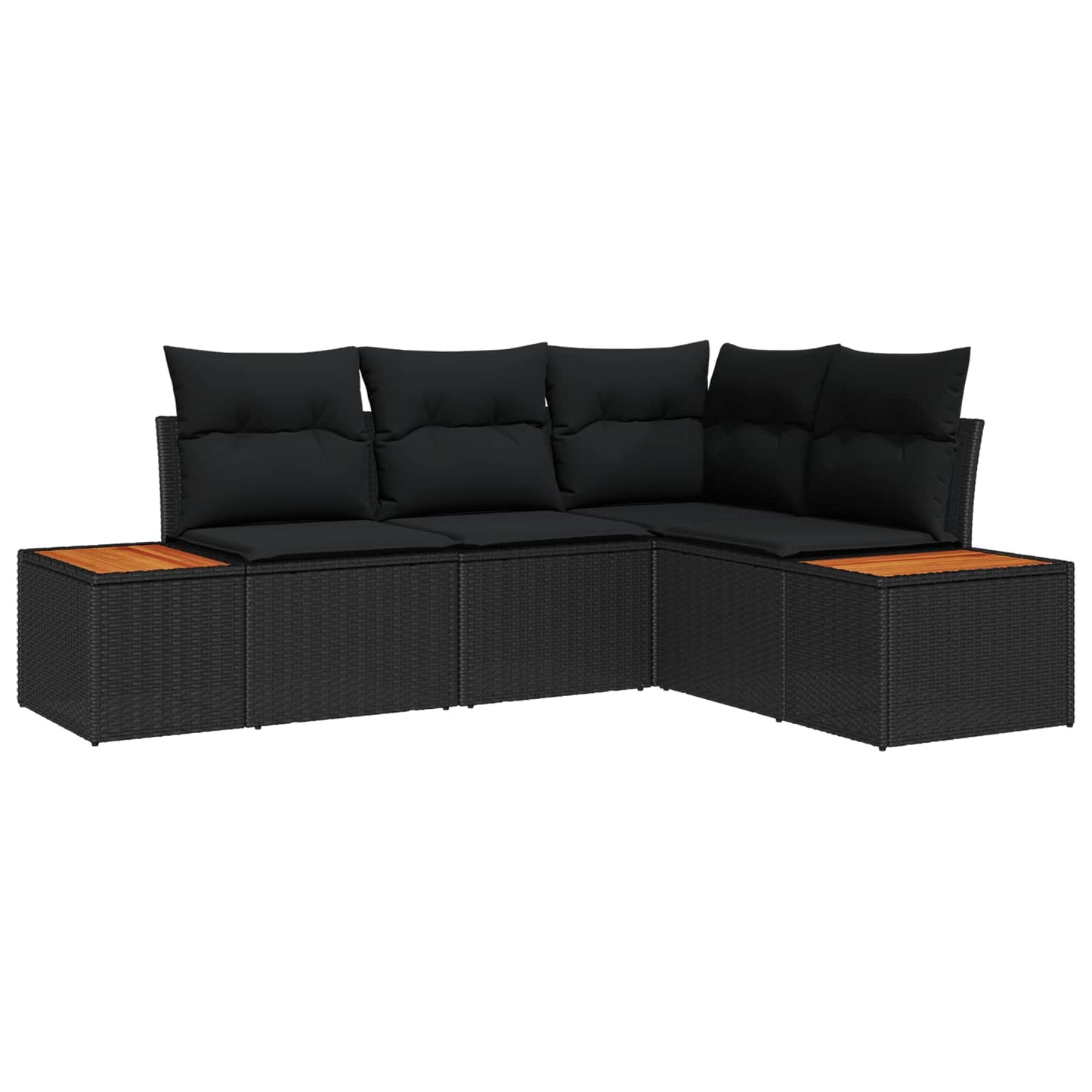 Set Divano da Giardino con cuscino 4 pcs Nero Polyrattan | homemem39