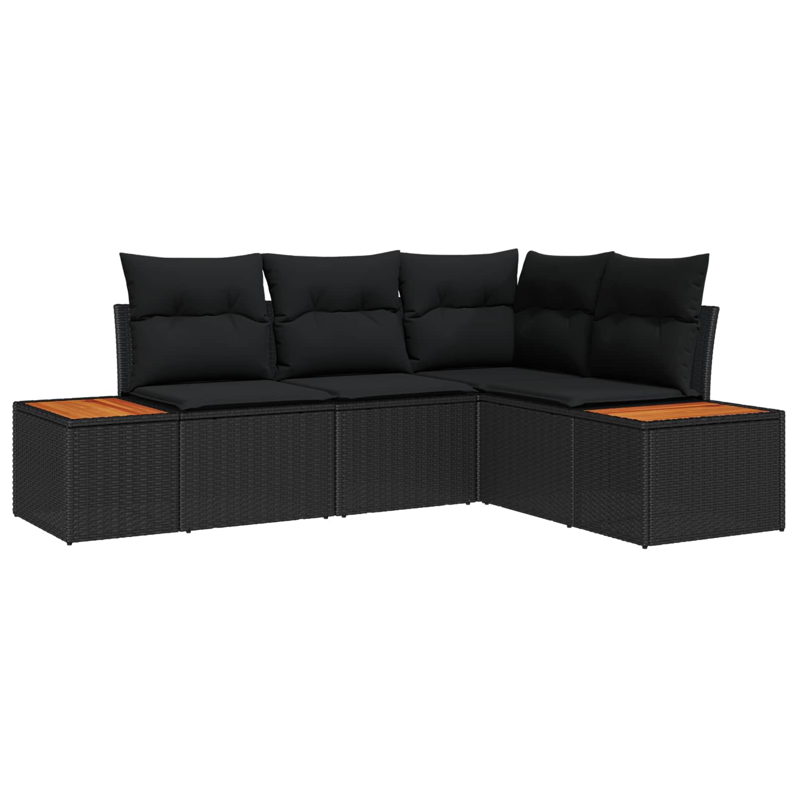 Set Divano da Giardino con cuscino 4 pcs Nero Polyrattan | homemem39