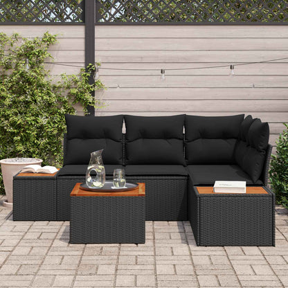 Set Divano da Giardino con cuscino 4 pcs Nero Polyrattan | homemem39