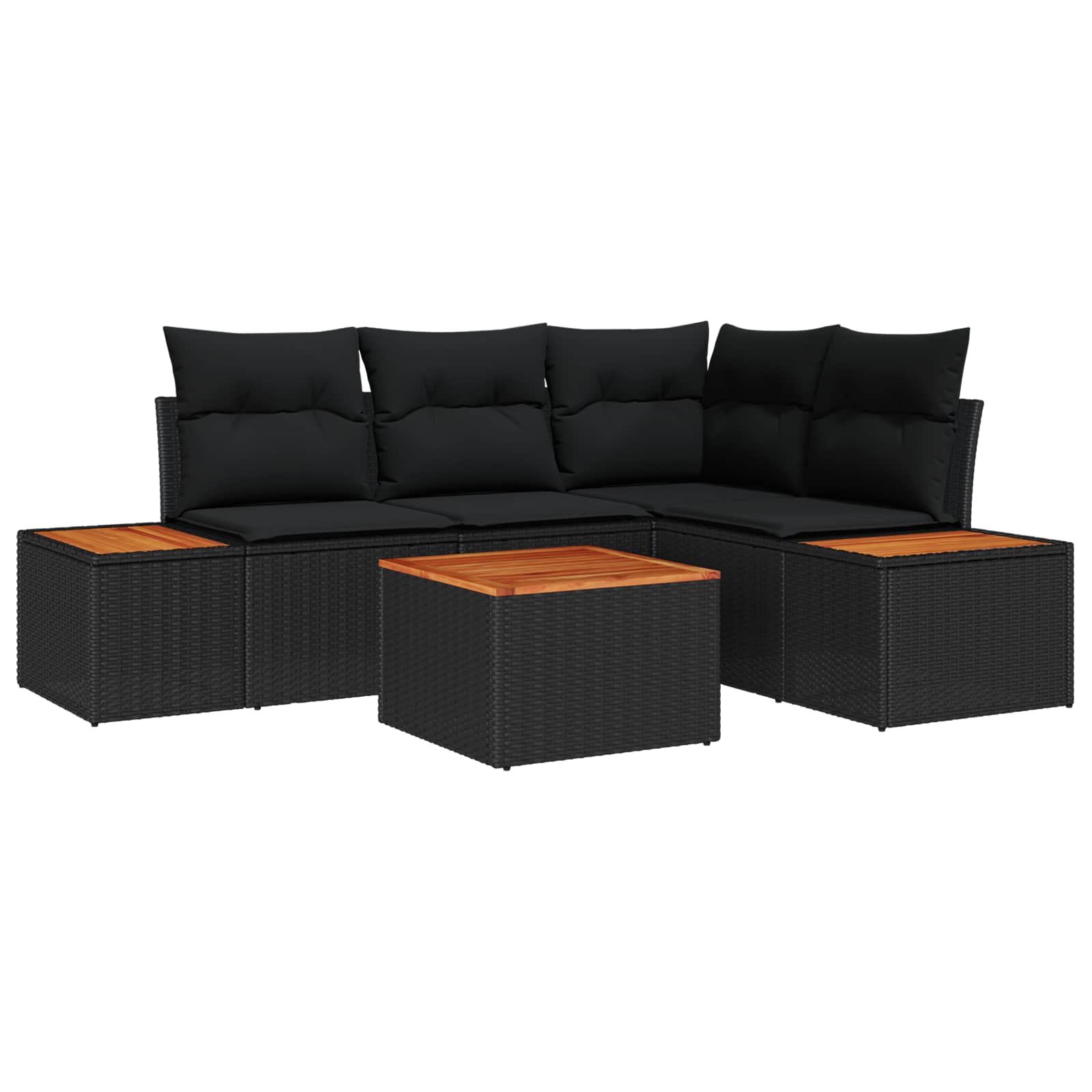 Set Divano da Giardino con cuscino 4 pcs Nero Polyrattan | homemem39