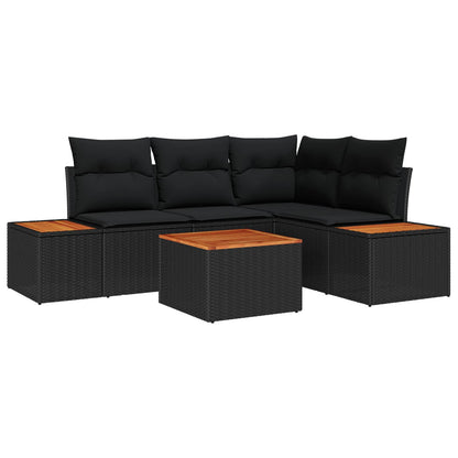 Set Divano da Giardino con cuscino 4 pcs Nero Polyrattan | homemem39