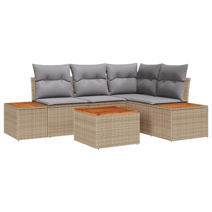 Set Divano da Giardino 4 pcs Beige e Grigio Chiaro Polyrattan | homemem39