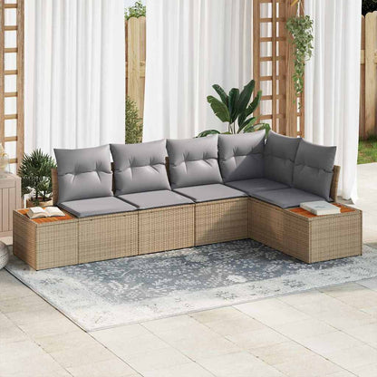 Set Divano da Giardino 5 pcs beige e grigio chiaro Poly Rattan | homemem39