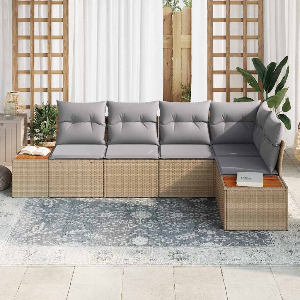 Set Divano da Giardino 5 pcs beige e grigio chiaro Poly Rattan | homemem39