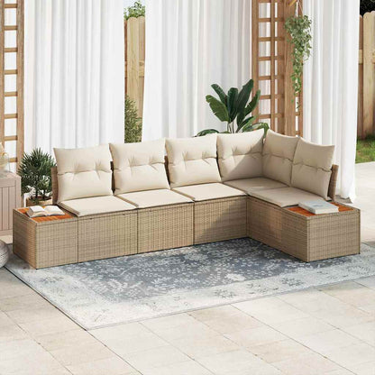 Set Divano da Giardino 5 pcs beige e panna Poly Rattan | homemem39
