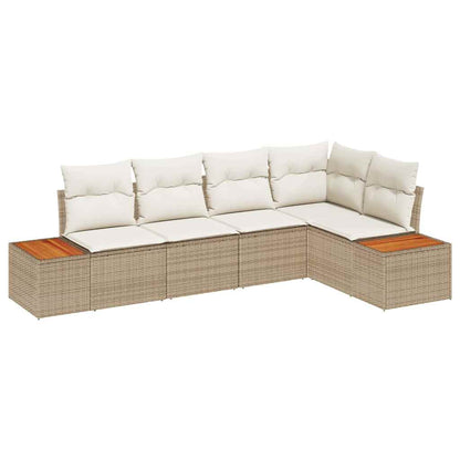 Set Divano da Giardino 5 pcs beige e panna Poly Rattan | homemem39