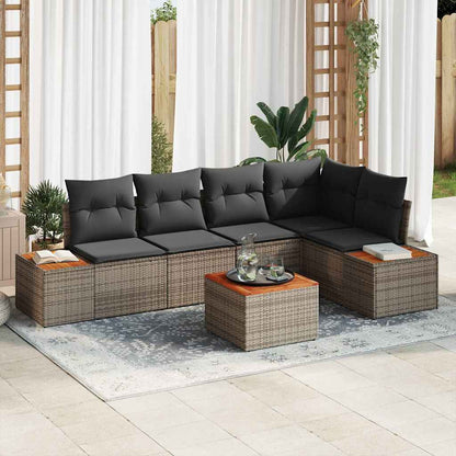 Set Divano da Giardino con cuscino 6 pcs Grigio Poly Rattan | homemem39