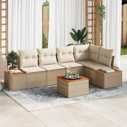 Set Divano da Giardino 6 pcs beige e panna Poly Rattan | homemem39