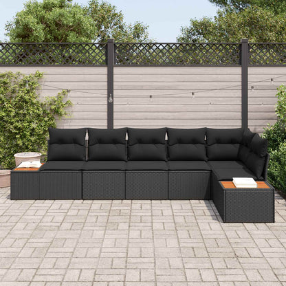 Set Divano da Giardino con cuscino 6 pcs Nero Polyrattan | homemem39